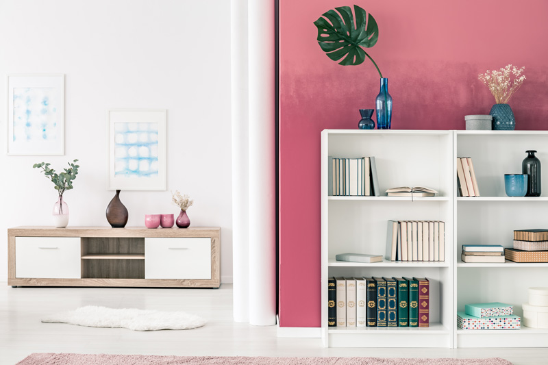 Bookshelf Pink Wall